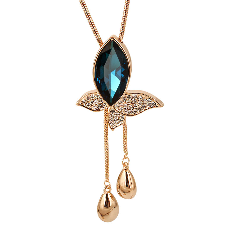 时尚高级感水晶蝴蝶女韩国长项链