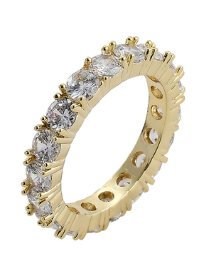 欧美ins简约潮流男女满锆石戒指