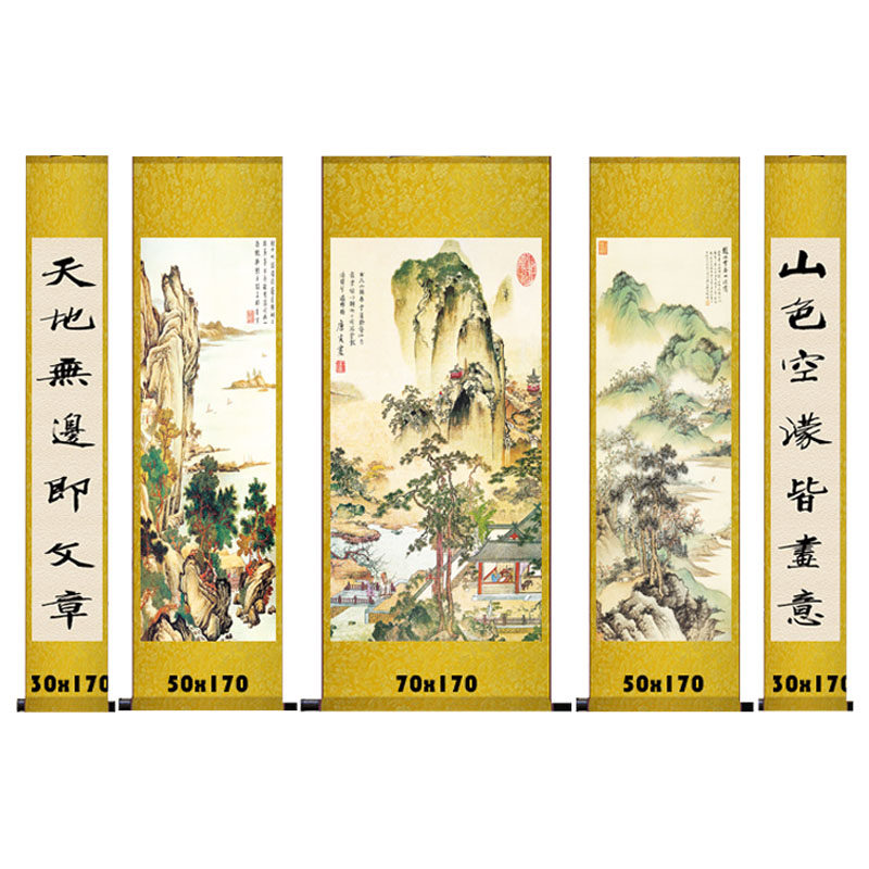 唐伯虎山水画山色蒙雨江山如画