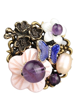 民族风花朵蝴蝶夸张复古饰品戒指