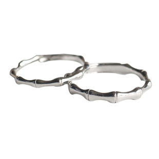 S925纯银竹节开口戒指指环关节戒 可调节纯银戒指男女活口