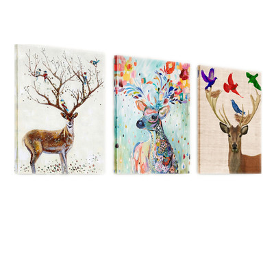 麋鹿装饰画框挂墙创意卧室像框北欧式实木相框沙发单幅画客厅现代