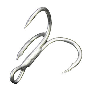 奥金三本钩带羽毛3倍加强 铁板钩路亚饵钩 DIY血槽鱼钩 海钓锚钩