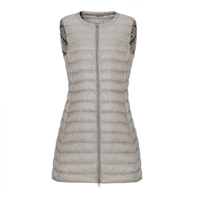 轻薄显瘦无领背心灰色羽绒马甲