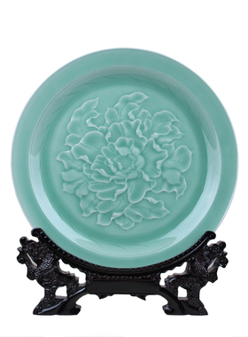 龙泉青瓷手工装饰盘
