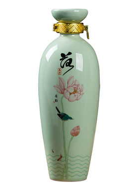 1斤景德镇青花瓷器釉上酒瓶