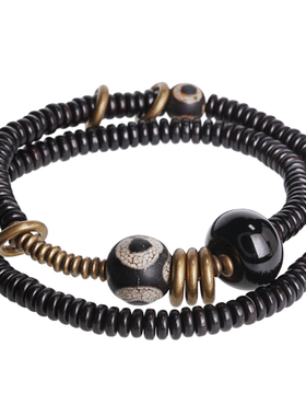 曲尾花原创复古黑檀木