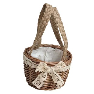 ins同款草编包夏季迷你藤编小包包编织水桶手提包小竹编篮采摘篮