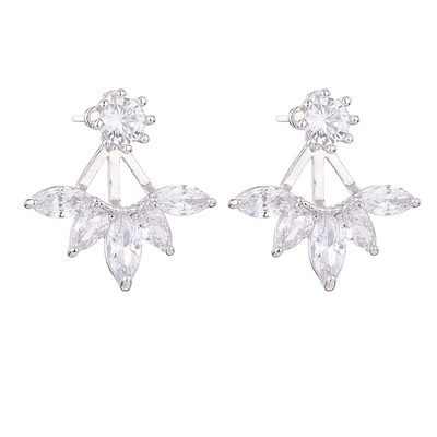 tlz韩国精致镶锆石s925银针耳环