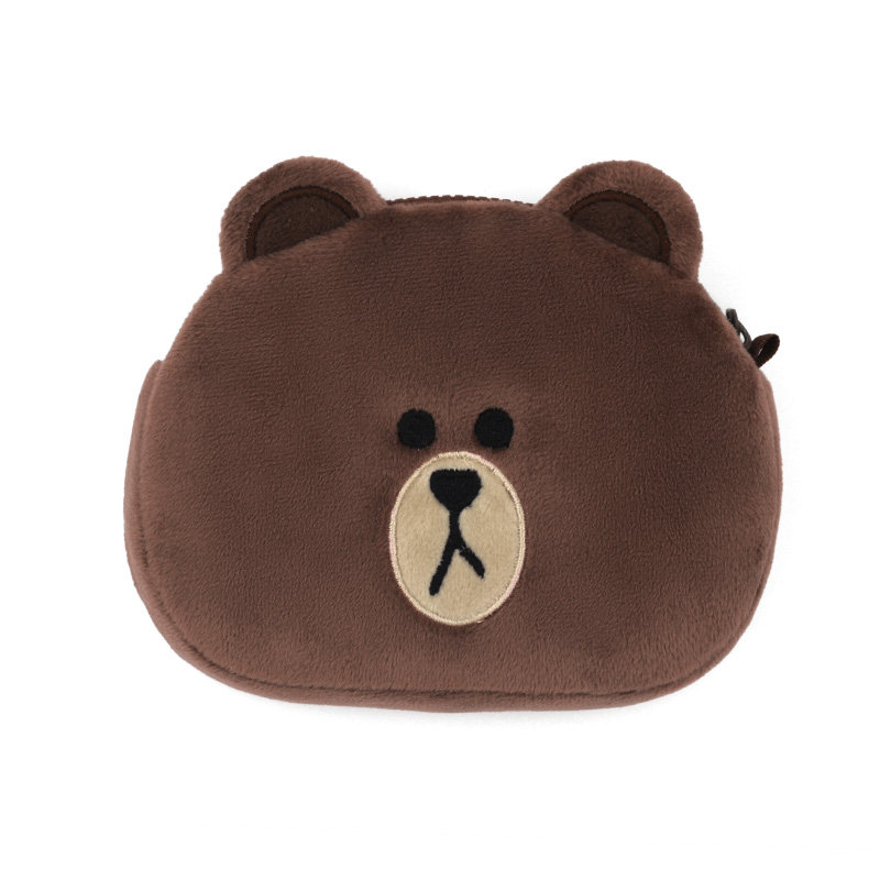 Line Friends 正版布朗熊公仔零钱包 可妮兔子手机包拉链包礼物