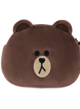 Line Friends 正版布朗熊公仔零钱包 可妮兔子手机包拉链包礼物