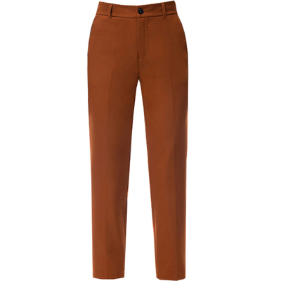 素秋裤子毛呢九分糖色直筒烟管