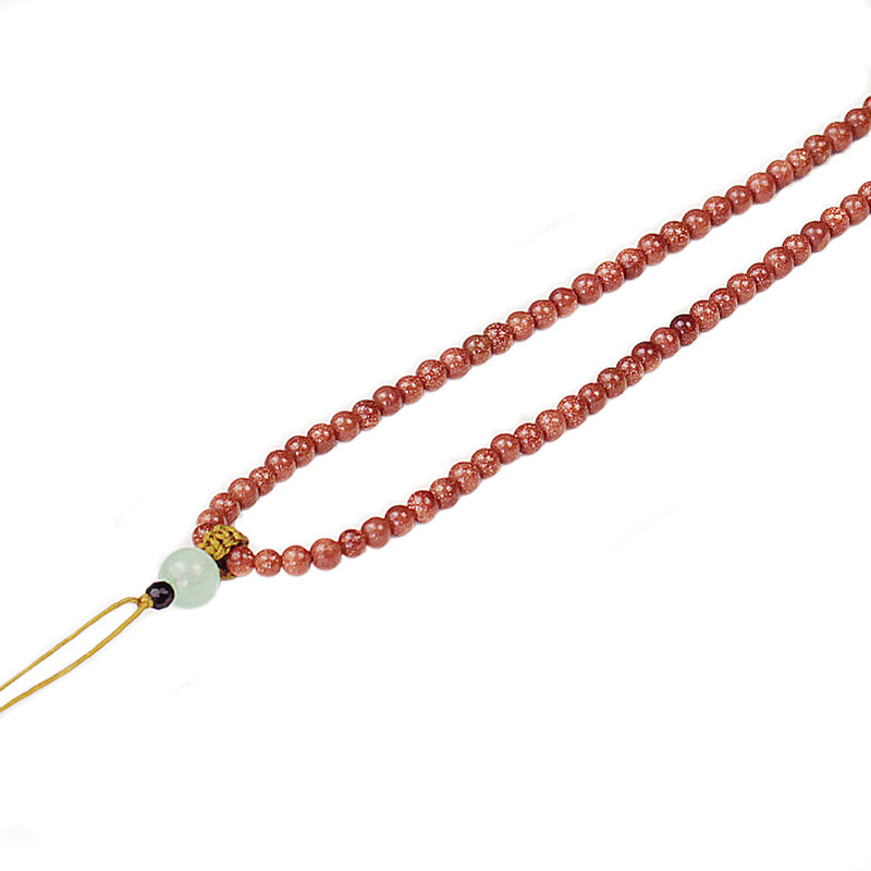 素曲原创天然红砂石吊坠挂绳黄金佛平安扣翡翠项链子女士细款包邮