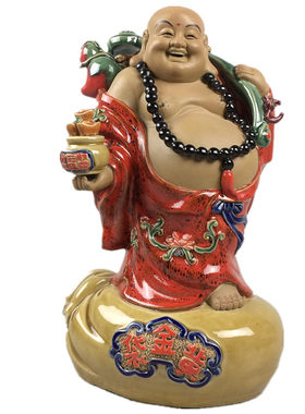 如意石湾公仔笑佛大师家居摆设