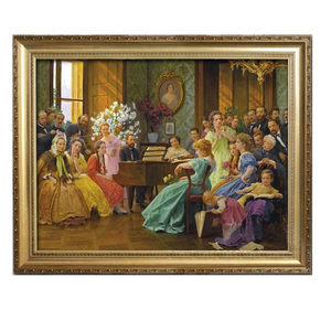 大幅欧式宫廷人物装饰画喷绘画酒店配画尺寸可定做手工机理