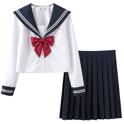 正版中长款夏白二本海军风jk制服