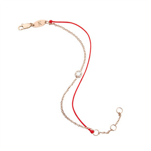 单钻红绳脚链子女款性感时尚钛钢18K玫瑰金古风森系不掉色