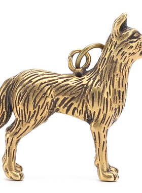 黄铜仿古风吊坠旺财钥匙扣生肖狗