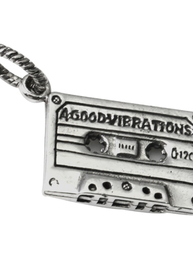 Good Vibrations925纯泰银个性录音带老磁带卡带怀旧项链小吊坠女