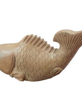 锦鲤鲤鱼摆件年年有余桃木雕刻