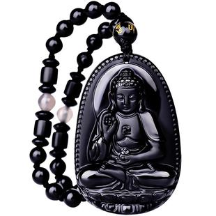 千瑟黑曜石本命佛十二生肖属马大势至菩萨属龙蛇鸡牛的八大守护神