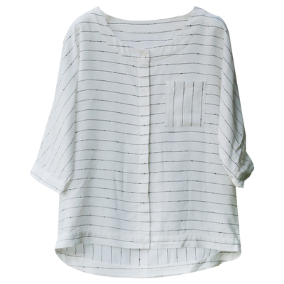 忘城2245-2246座简白色条纹亚麻