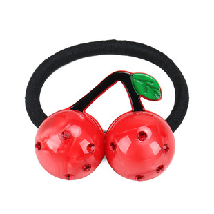 法国简约高级感AZ施华利发饰樱桃头绳发饰醋酸镶钻发绳扎头发皮筋