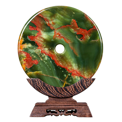 石诚记古青玉玉石平安扣玄关摆件