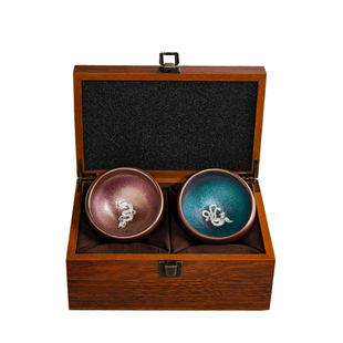 高档福晓建阳彩金建盏对杯套装茶杯主人杯个人茶盏茶碗功夫茶具