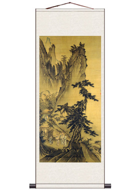 名家仿古山水画戴进国画字画书房办公室壁画定制风水玄关长松五鹿