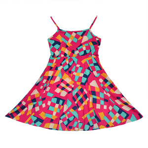 特价母女亲子装沙滩裙女童人棉绸吊带裙一家三口四口全家装沙滩裤