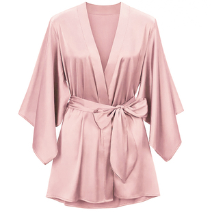 女人的秘密性感冰丝仿真丝绸缎薄款睡袍可外穿舒适和服家居服浴袍