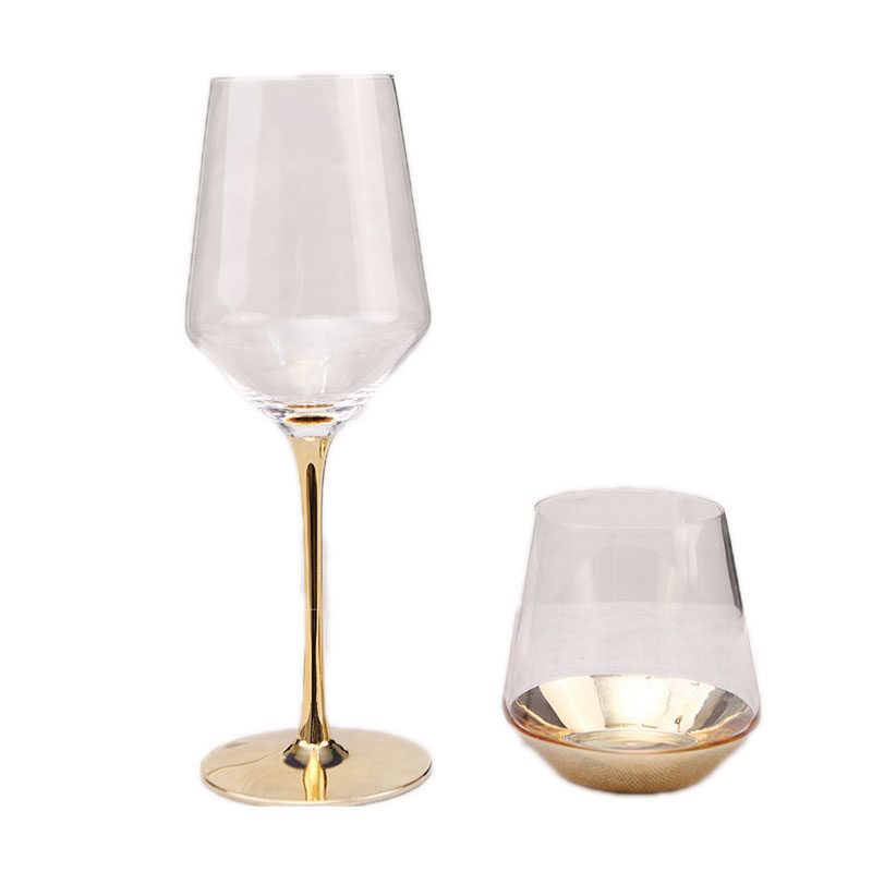 金色高脚杯银灰红酒杯样板房酒具
