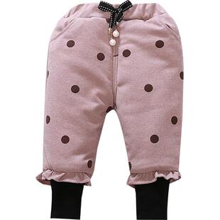 加绒加厚0-1-2-3-4岁女宝宝冬棉裤一岁婴儿长裤韩版儿童皮裤冬装