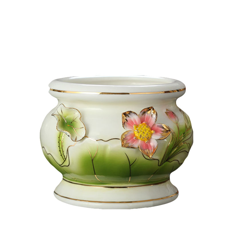 用品供佛陶瓷香炉仿古描金莲花