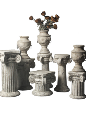 欧式风复古做旧罗马柱客厅桌面