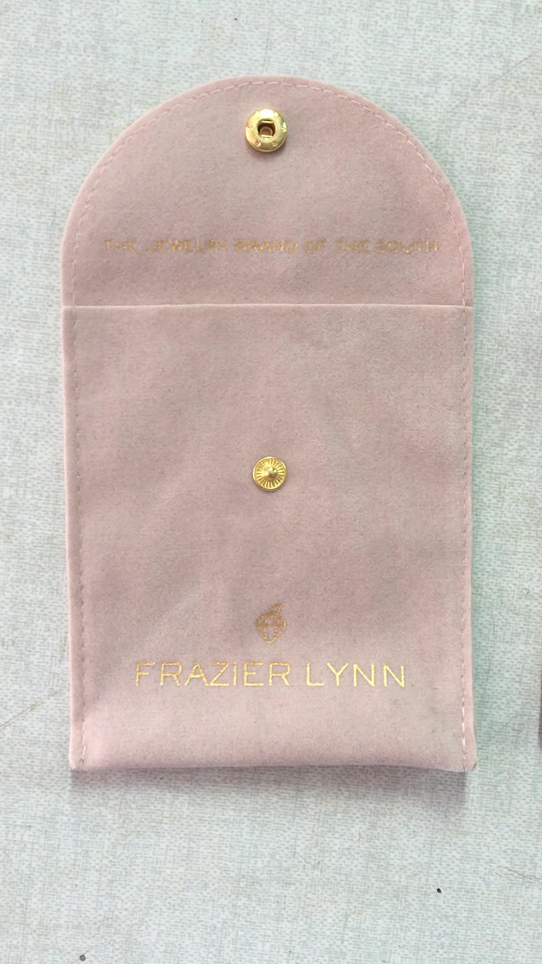 Small Velvet Pouch With Flap/ Jewelry Pouch With Snap Golden Logo