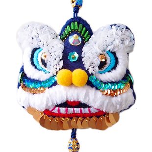 醒狮平安符刺绣DIY荷包手工中国风礼盒自绣送男友车挂礼物材料包