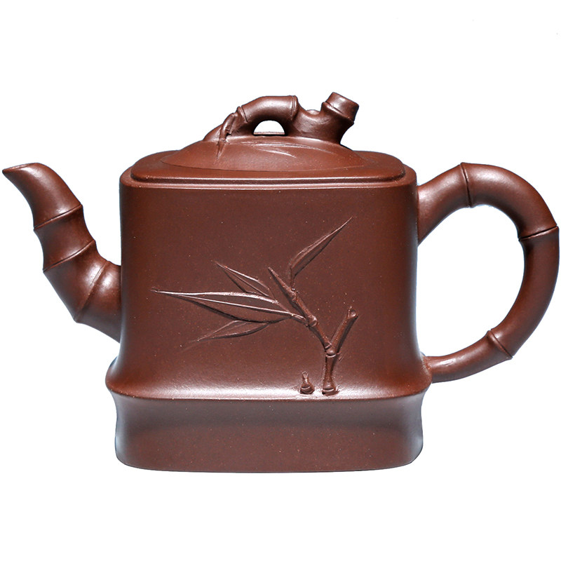 宜兴纯手工紫砂壶泡茶壶功夫茶具名家范佳原矿紫茄泥320CC方竹壶