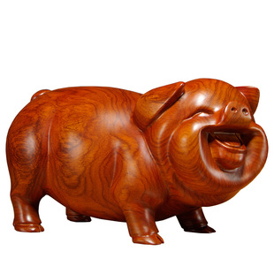 花梨实木猪摆件十二生肖木头可爱猪家居客厅装饰补角吉祥物工艺品