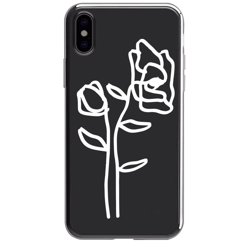 玫瑰线条欧美ins风手机壳适用iphone16华为p70冷淡nova12小米15红米k50荣耀200畅享70魅族21透明