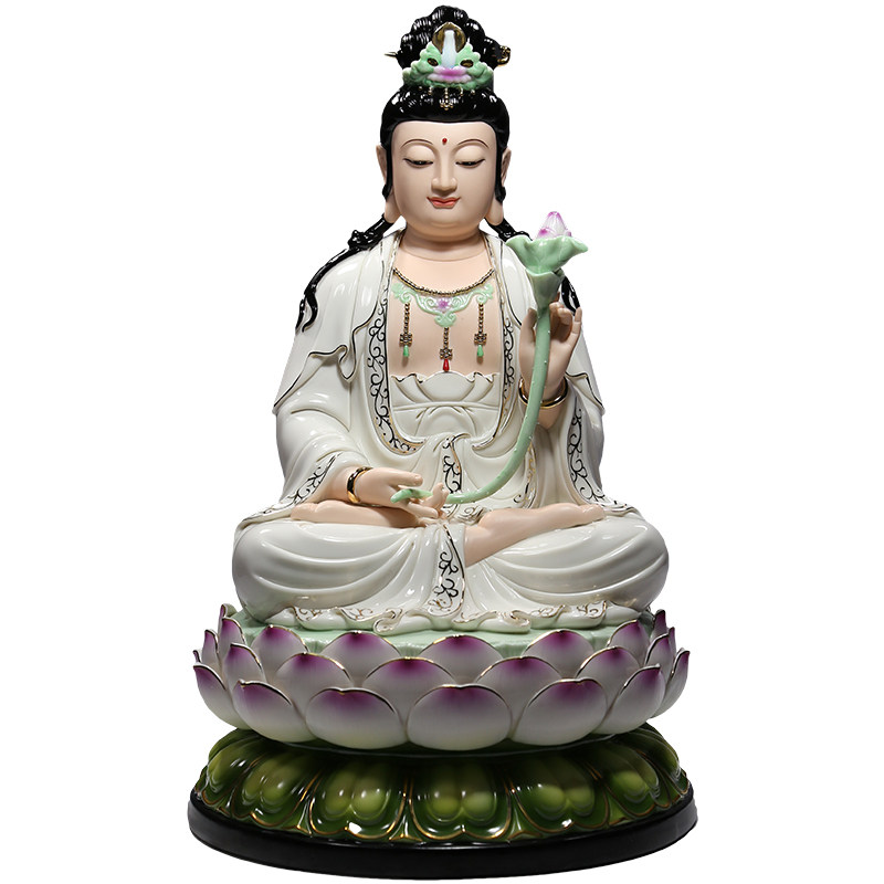 西方三圣菩萨佛像摆件德化陶瓷