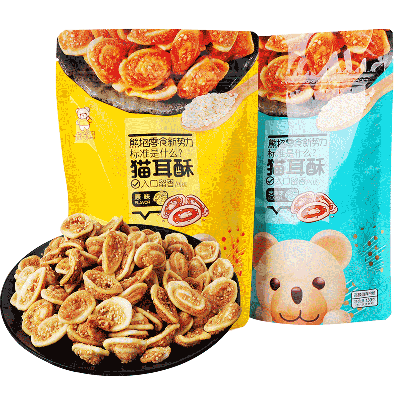 卡宾熊猫耳朵130g袋装猫耳酥80后90后经典怀旧传统食品休闲小零食