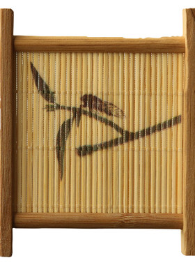 山山竹木印花杯垫杯托竹席方形