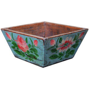 手绘实木米斗升子日进斗金招财高升风水复古做旧中式礼品装饰摆件