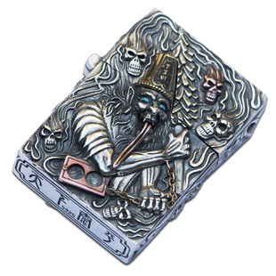 仓吉手工黑白无常一见生财s925纯银男重机煤油打火机个性创意