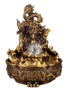 铜龙摆件聚宝盆流水喷泉客厅装饰