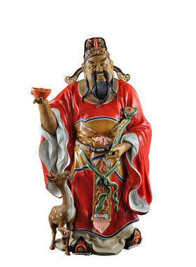 石湾陶瓷公仔大师工艺玄关门财神