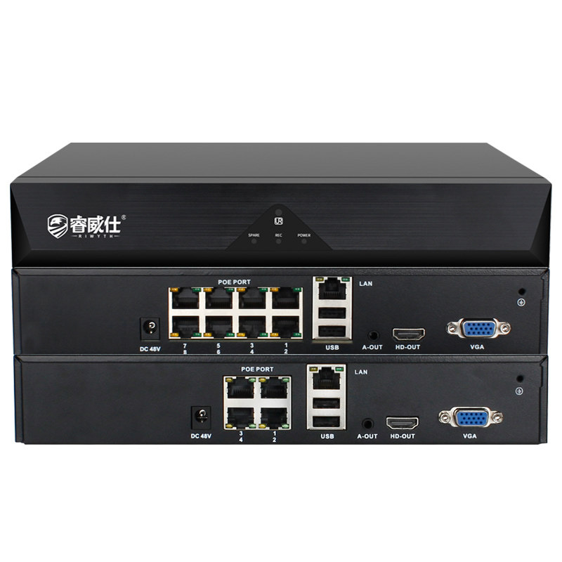 睿威仕 POE供电硬盘录像机4/8路网络高清NVR家用数字远程监控主机_虎窝淘