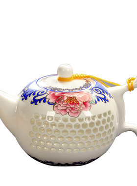 青花陶瓷玲珑风镂空功夫茶具特价